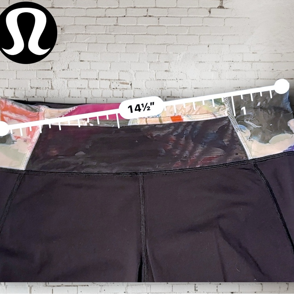Lululemon Pace Pusher Crop Black Pigment Wave Sz 8. Zipper pocket - Picture 2 of 9